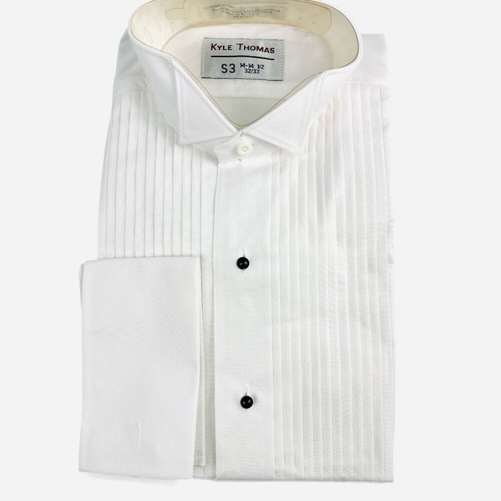 NWT Tuxedo Formal Attire Button Up White Dress Shirt Long Slv, S3 14-14.5 32/33